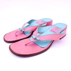 Vintage Lilly Pulitzer Pink Leather Kitten Heel Bow Coquette Preppy
